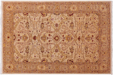 handmade Traditional Kafkaz Chobi Ziegler Tan Gold Hand Knotted RECTANGLE 100% WOOL area rug 5 x 7